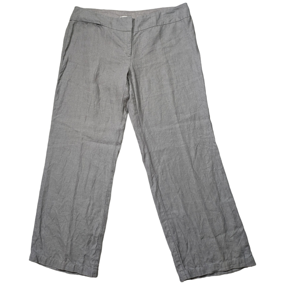 Eileen Fisher 100% Linen Gray Full Length Wide Leg Pants